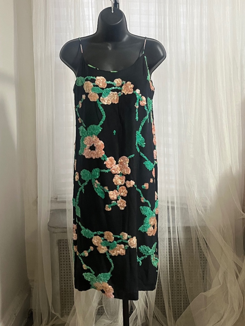 Larry Aldrich Black Cotton mini Dress.  Vtg. Sz. S